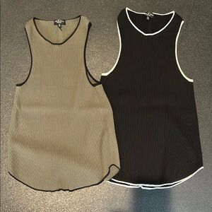 Rag & Bone Black and Army Green Tank Tops with Contrasting Trim- two for one